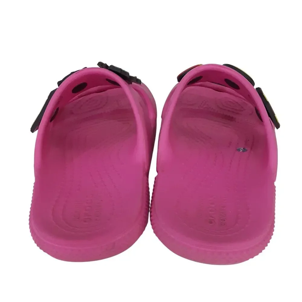 Crocs Classic Slide Sandals Hot Pink Girls 13 Water Shoes Bucees Jibbitz Charms